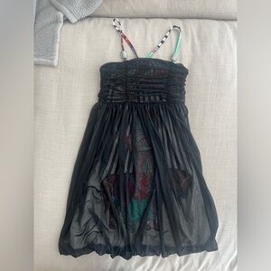 Save the Queen euro babydoll dress black mesh overlay